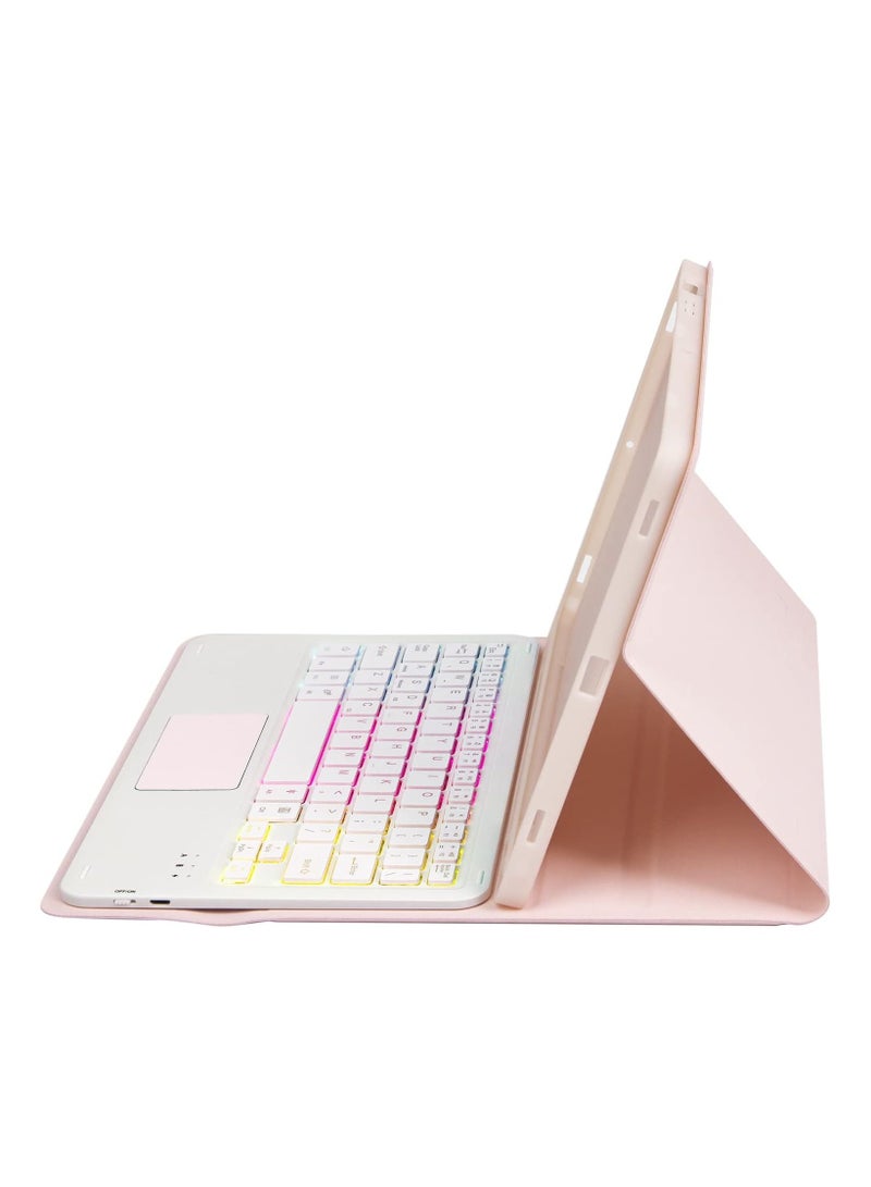 غطاء لوحة مفاتيح بإضاءة خلفية لـ iPad 11 الجيل (A16) 11 بوصة 2025 - لوحة مفاتيح لمسية بلوتوث قابلة للفصل مغناطيسيًا مع فتحة قلم - حامل متعدد الزوايا - Image 2